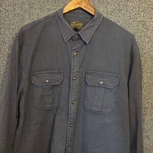 Lucky Brand XL Saturday Stretch Button‑Up – Dark Blue Workwear Shirt